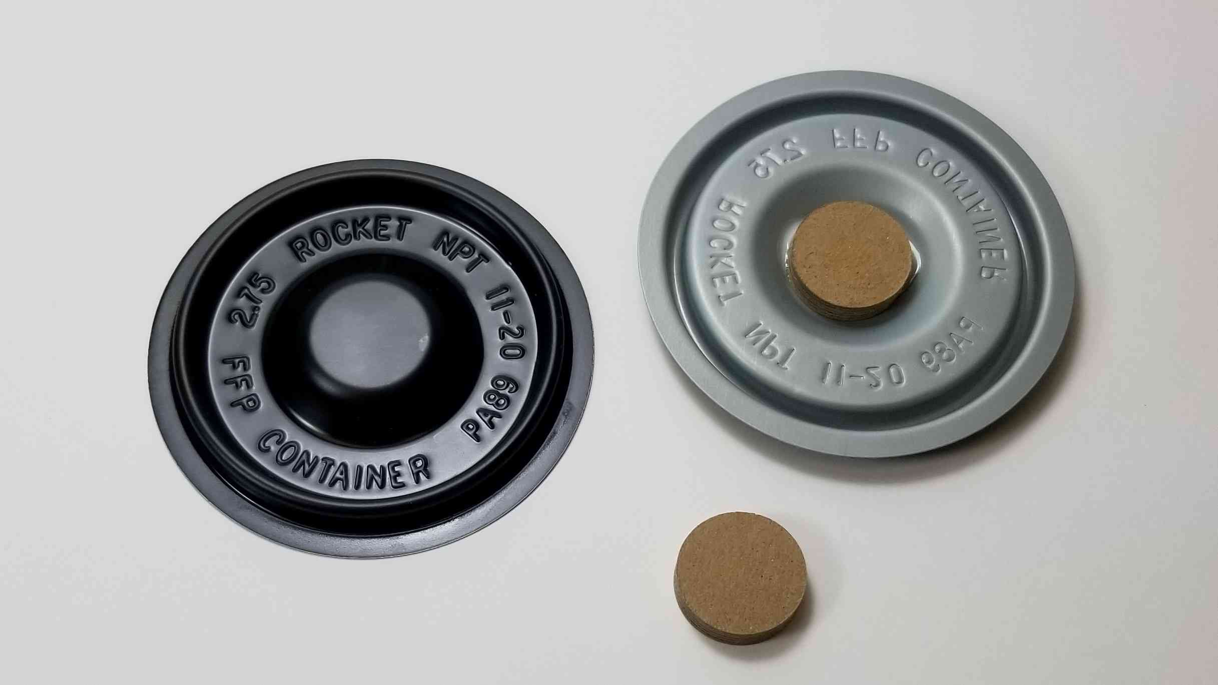 PA89 Rocket Container Cap with boxboard backing	